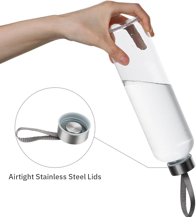 Plastic 27 Oz Water Bottle Clear Bottles Reusable Leak-Proof Seal Bottle with Stainless Steel Lids and Cleaning Brush for Fitness,Sports,Travel (4)