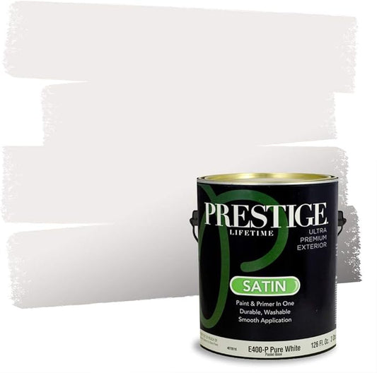 PRESTIGE Exterior Paint and Primer in One, Morning Frost, Satin, 1 Gallon