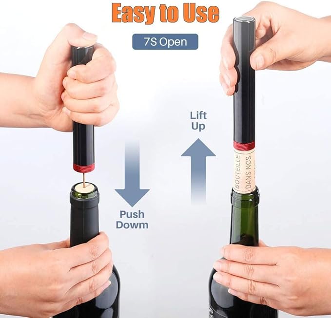 Wine Opener Air Pressure Pump Opener Set,Include Air Pressure Pump Bottle Opener With Foil Cutter,Aerator Pourer,Vacuum Stopper Efficient Corkscrew Bottle Opener,Great For Wine Lovers