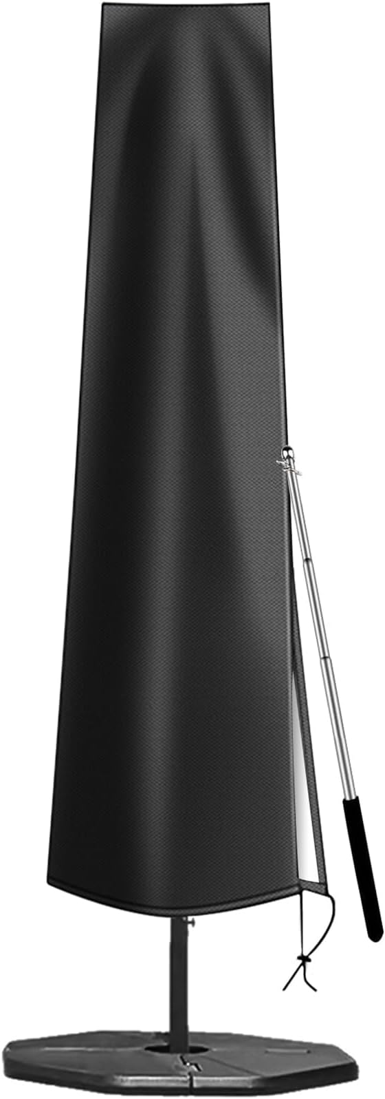 OKPOW Patio Umbrella Cover for 9ft to 12ft Outdoor Umbrellas - 420D Waterproof Garden Market Umbrella Cover Outside Parasol Covers with Zipper for Deck Pool Beach Umbrellas, Black