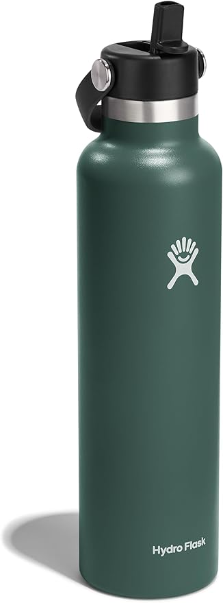 Hydro Flask 24 Oz Stainless Steel Standard Mouth Water Bottle with Flex Straw Cap and Double-Wall Vacuum Insulation