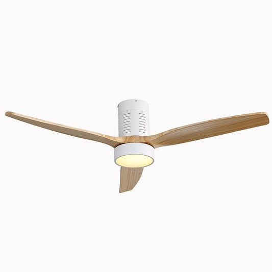 Sofucor Low Profile Ceiling Fan, Flush Mount Ceiling Fan with Lights and Remote Control, 52'' Wood Ceiling Fan with 3 Color Temperature & Adjustable Brightness, Burlywood