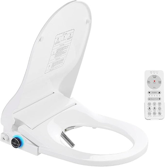Electric Bidet Toilet Seat Elongated, Heated Toilet Seat with Bidet, Remote Control Wash, Warm Air Dryer, LED Light, Quiet Operation, Stainless Steel Nozzle, Smart Toilets (U Shape)