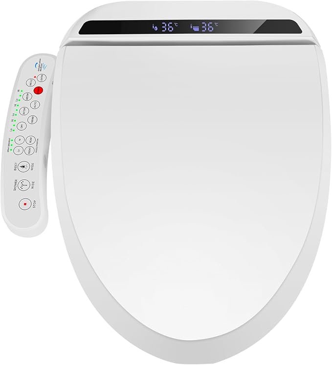 YOURLITE Bidet Toilet Seat Electric Warm Water Bidet with Warm Air Drying, Heated Seat with Self-cleaning Nozzle Temperature Adjustable White Toilet Seat