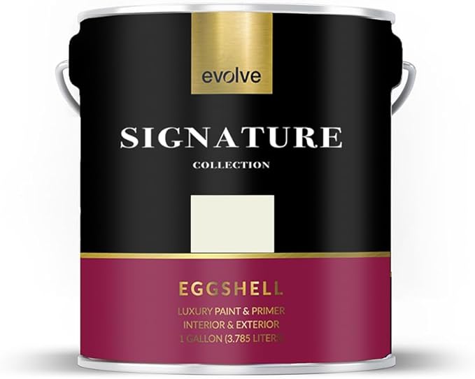 EVOLVE Signature Paint & Primer: Luxury Paint & Primer for Indoor & Outdoor Surfaces, Minimal Odor, Eggshell Sheen (Sailcloth White, 1 Gallon)
