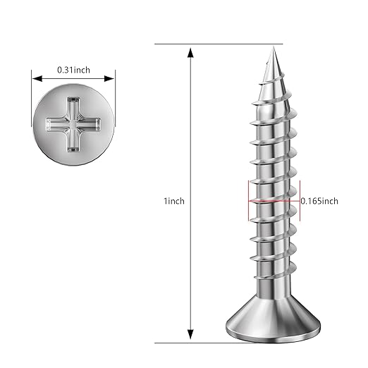 (155Pcs) Wood Screw Quick Metal Self Tapping Flat Head 304 Stainless Steel kit