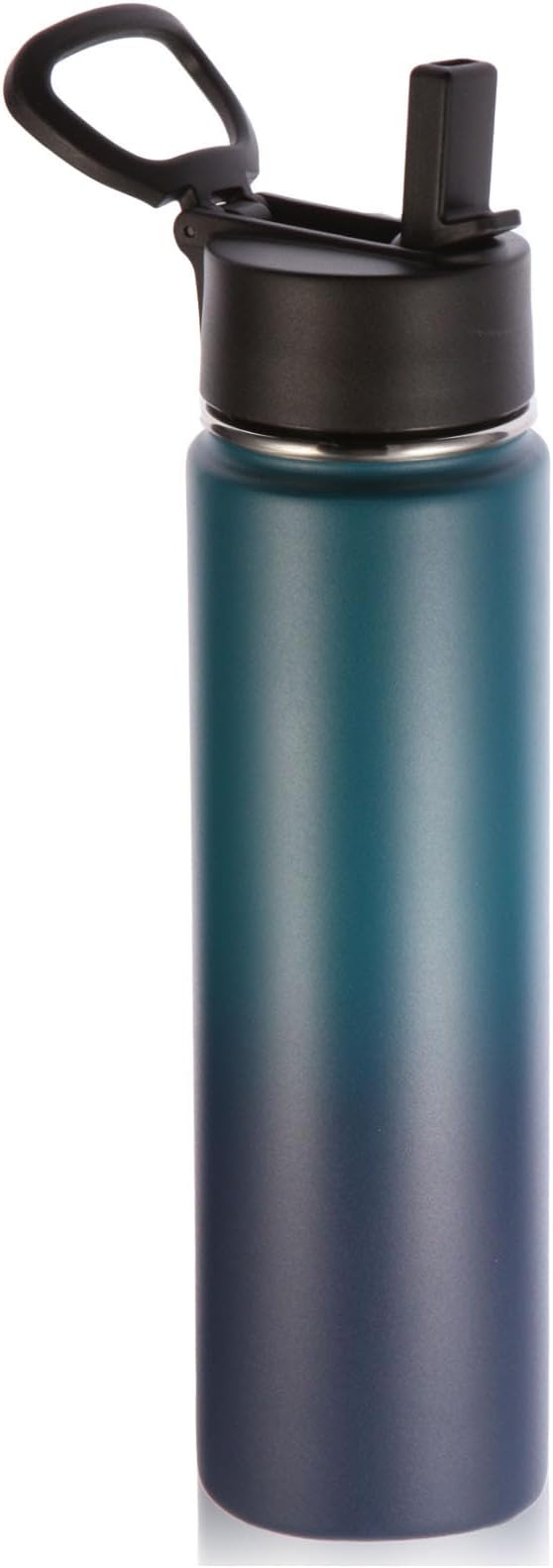 Volhoply 24 Ounce Insulated Water Bottle With Straw Lid,Stainless Steel Wide Mouth Sport Bottles With Handle,Double Wall Vacuum Thermos keep Cold,Reusable Travel Thermal Cups For Holder(Dark Night,1)