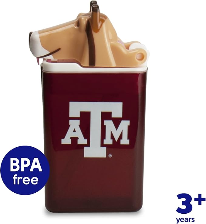Reusable Water Bottle | Officially Licensed NCAA Sports Bottle |BPA Free | Dishwasher Safe | Texas A&M | Collie Reveille Mascot Officially Licensed NCAA - 8 oz