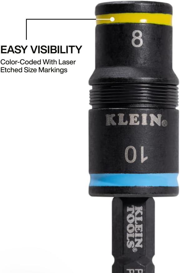 Klein Tools 32931M 2-in-1 Metric Impact Socket Set, 1 Flip Socket with 2 Metric Hex Sizes, 8mm and 10mm, Impact Rated 2-Inch Shaft