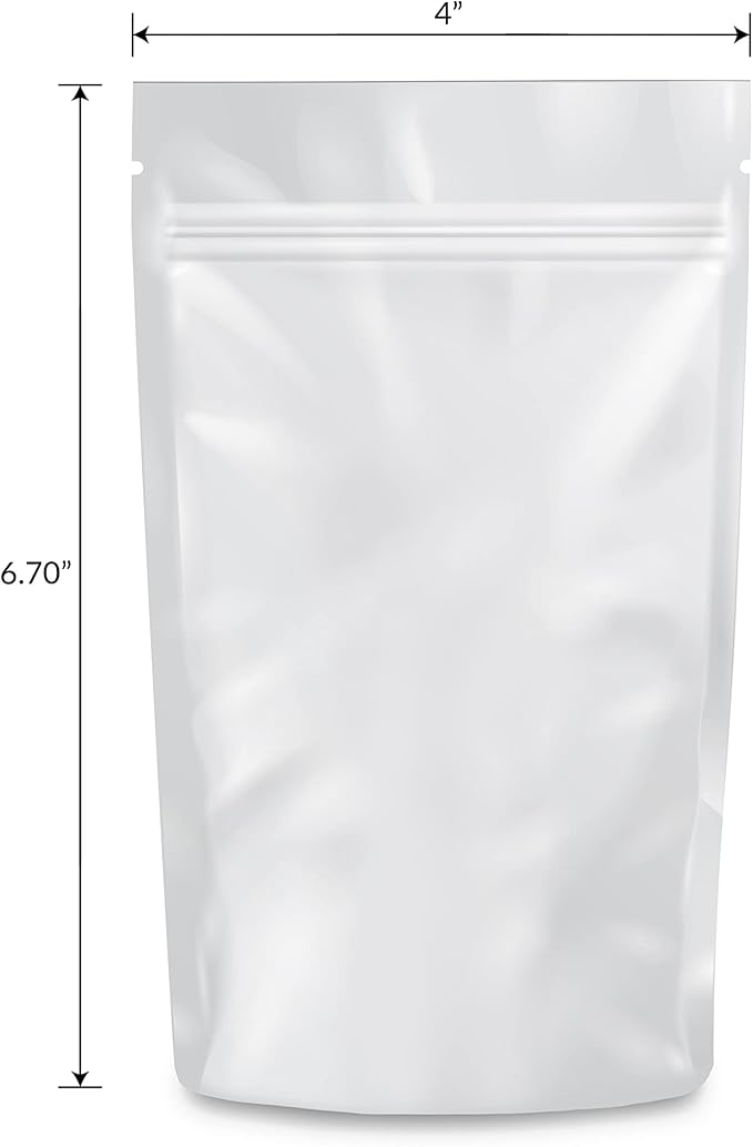 Mylar Bags Odor Sealing 1/4 Ounce All White - 1000 Count 6.7" x 4" 6mill Thickness - Packaging Bags - Mylar Bags For Food Storage - Resealable Bags - Odor Sealing Bags