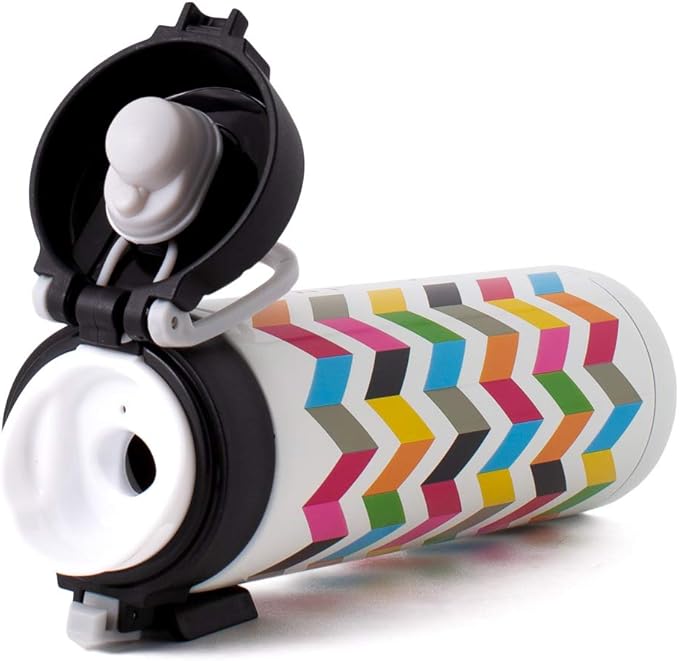 French Bull Double Wall Stainless Steel Vacuum Insulated Bottle, Travel Mug, Tumbler, Thermos, Flask with Easy Open Spill-Proof Lid, 17oz, Ziggy