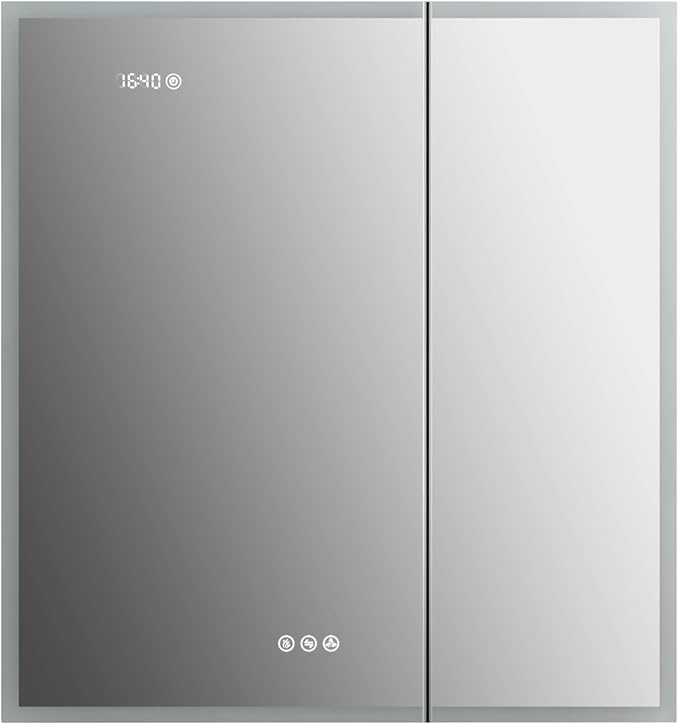 Blossom LED Lighted Mirror Medicine Cabinet, 30x32 Inch | Recessed or Surface Bathroom LED Medicine Cabinet with Mirror, Defogger, 3 Color Dimmer | 3X Makeup Mirror, Outlets & USB Ports