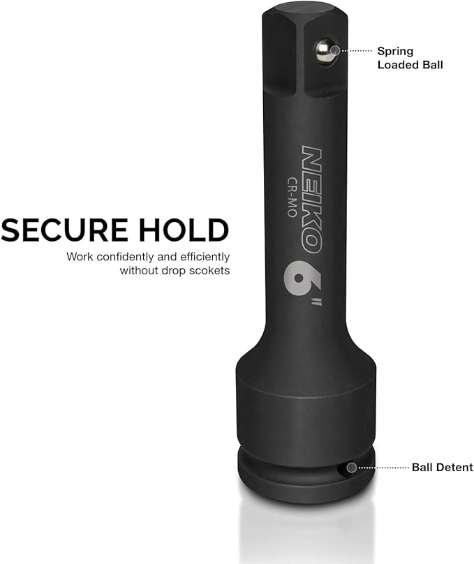 NEIKO 00236A 3/4-Inch-Drive Impact Extension-Bar Set, Made with CrV Steel, 4-Inch, 6-Inch, and 10-Inch Sizes, 3-Piece Set