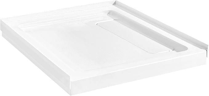 OVE Decors 36-in W x 36-in D Shower Base Pan Square, Hidden Side Drain, White Acrylic, Reversible Design