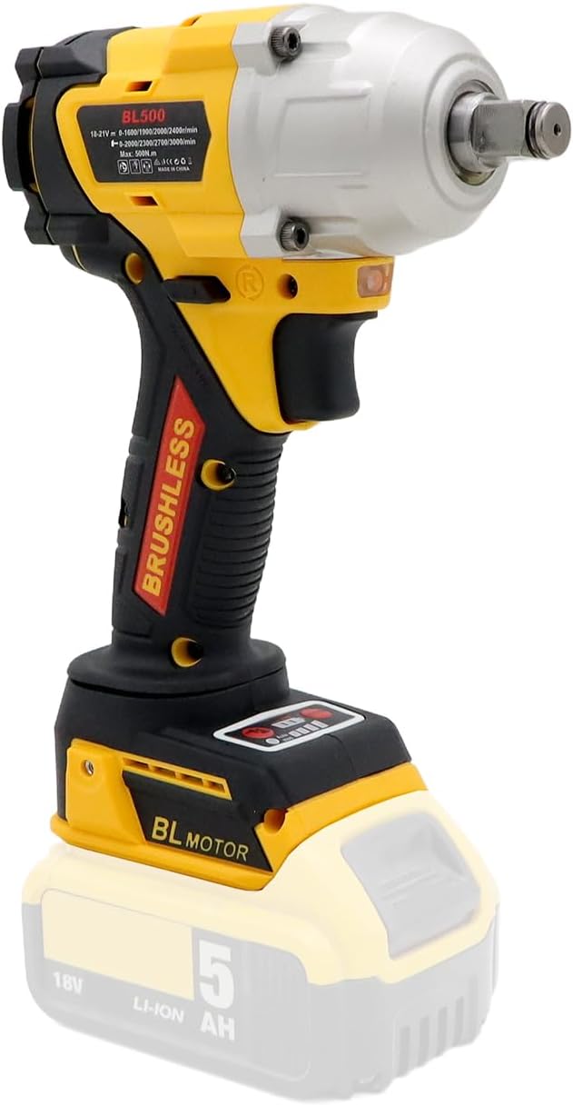 FSYAO 1/2 500Nm Cordless Impact Wrench, Brushless Wrench. (Body only, no battery included)