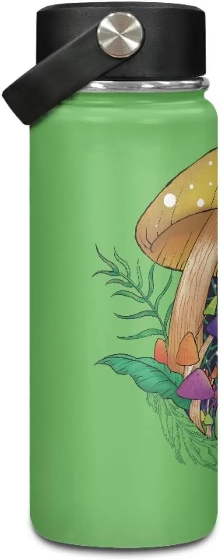 Mushroom Frog Insulated Water Bottle for Women Men Stainless Steel Water Bottle 20 Oz Vacuum Flask Sports Water Bottle