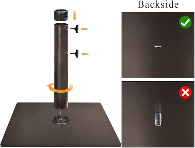 EliteShade USA Up to 160 lbs Square Umbrella Base Steel Plate Stand Market Patio Outdoor Heavy Duty Umbrella Holder, Bonus 18.5" Square Weight Sand Bag, Sand is not Included, Reddish-Brown