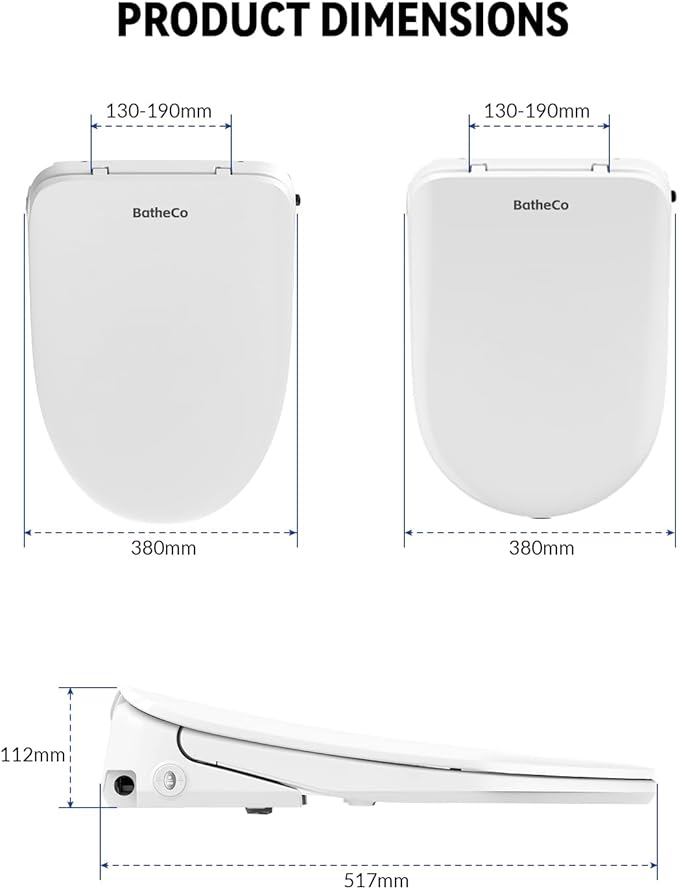 Bidet Toilet Seat, Electric Heated Elongated Toilet Seat With 6-Level Warm Seat & Dryer, Self-Cleaning Nozzle and Odor Control