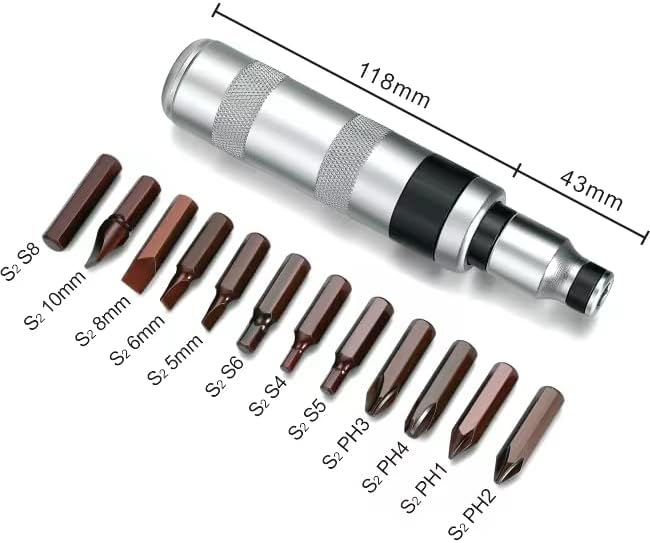 1/2" Hand Manual Reversible Impact Driver Set Extractor-12 PCS Impact Screwdriver S2 Steel Much More Durable Disengage Rusted Fasteners (Short Impact Screwdriver)