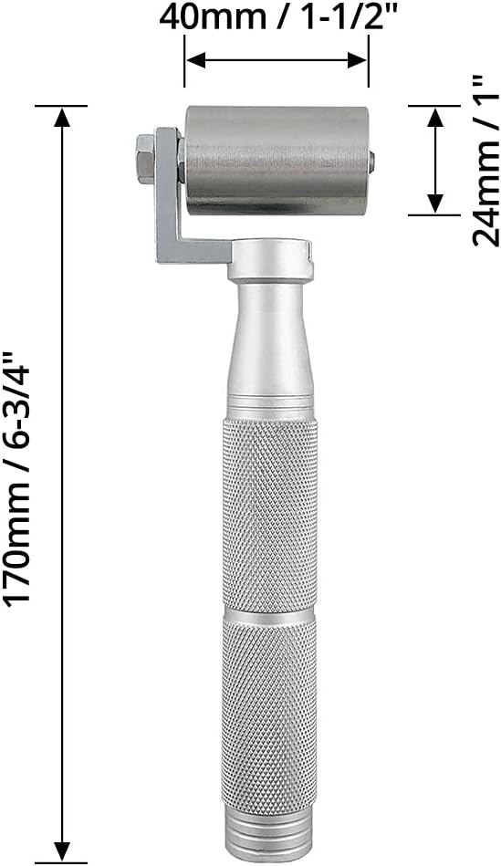 QWORK 1.5" Stainless Steel Home Wallpaper Seam Roller Wall Paper Construction Tool Seam Flat Roller Paint Tool