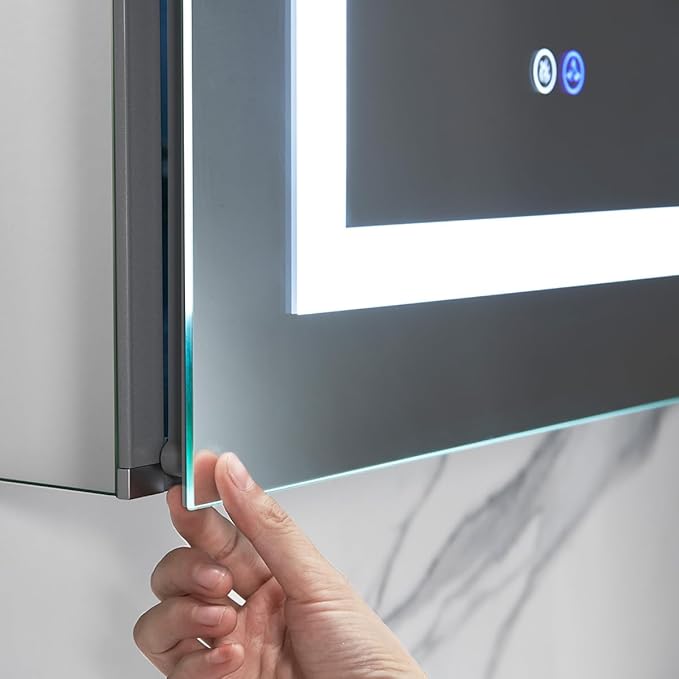 Blossom LED Lighted Medicine Cabinet Mirror for Bathroom 20x26 Inch - Right Hinge Recessed/Surface Mount - LED Mirror Cabinet with Lights - Defogger/3 Color Dimmer - Perfect Makeup Vanity