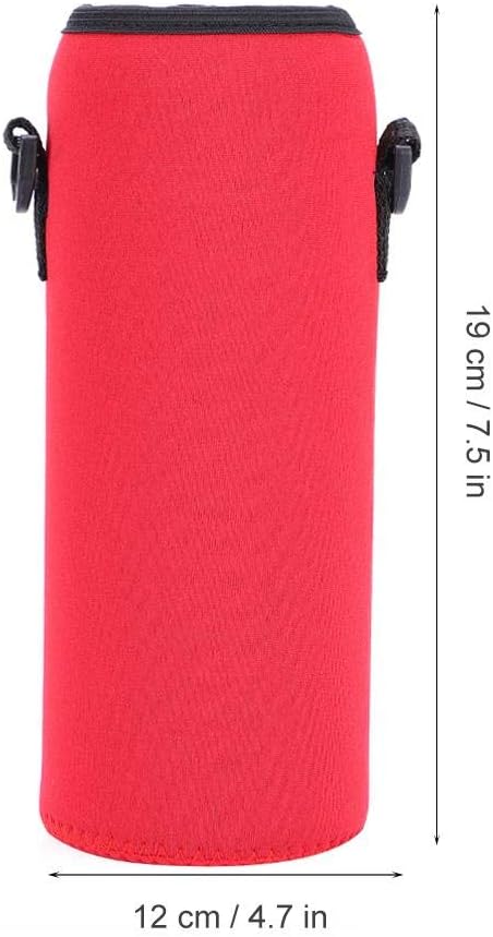 POCREATION Water Bottle Carrier,Insulated Neoprene Water Bottle Holder Bag Case Pouch Cover 1000ML, Shoulder Strap, Great for Stainless Steel and Plastic Bottles, Sport and Energy Drinks(red)