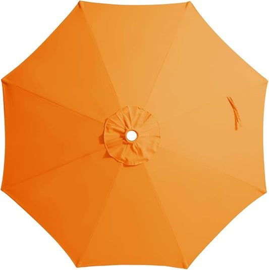 JEAREY 9 ft Patio Umbrella Replacement Canopy for 8 Ribs, Table Market Yard Umbrella Replacement Top Cover-Sun Orange (Canopy Only)