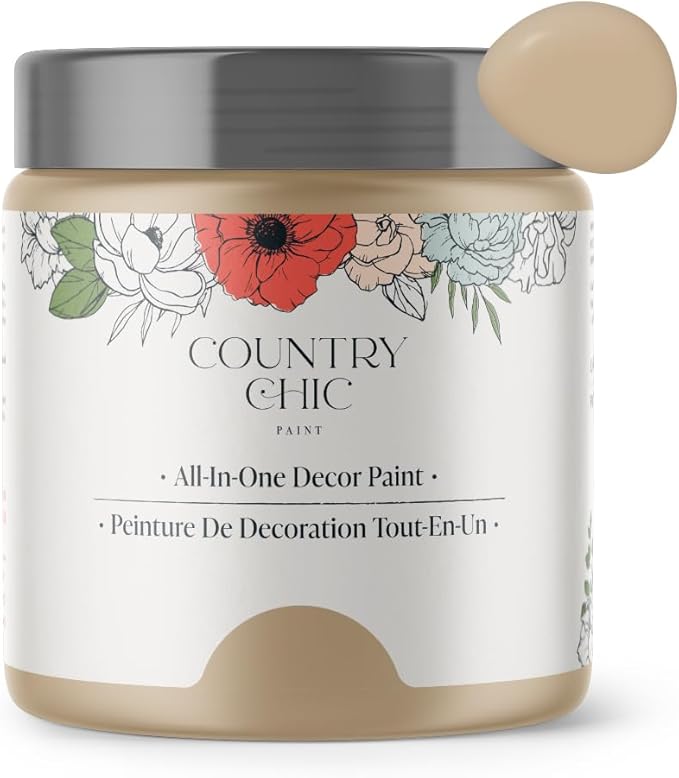 Country Chic All-in-One Chalk Paint for Furniture, Cabinets, Home Decor, Eco-Friendly, Matte Finish, Built-In Primer & Top Coat for Wood, Metal - Road Trip (Tan) - 8 oz (237 ml)