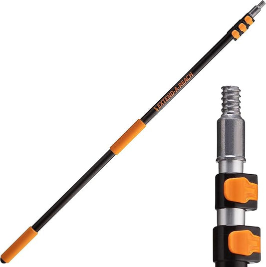 4-12 ft Long Telescopic Extension Pole // Multi-purpose Extendable Pole with Universal Twist-on Metal Tip // Lightweight and Sturdy // Best Telescoping Pole for Painting, Dusting and Window Cleaning
