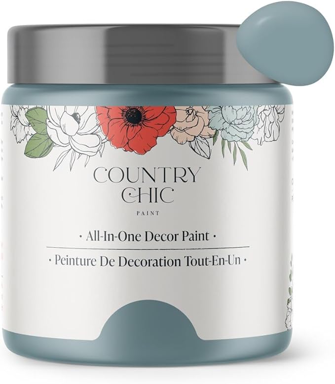 Country Chic All-in-One Chalk Paint for Furniture, Cabinets, Home Decor, Eco-Friendly, Matte Finish, Built-In Primer & Top Coat for Wood, Metal - Nightfall (Blue) - 8 oz (237 ml)