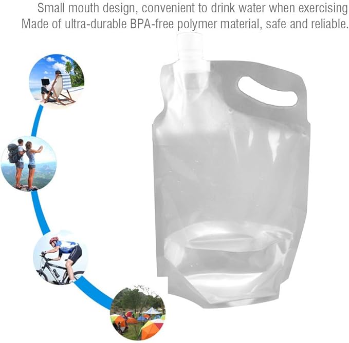 Collapsible Water Container Bag 2L Plastic Storage Jug Water Bag Foldable Water Storage Bag Outdoor Emergency Water Jug Water Carrier Tank for Camping Hiking Backpack Water Storage