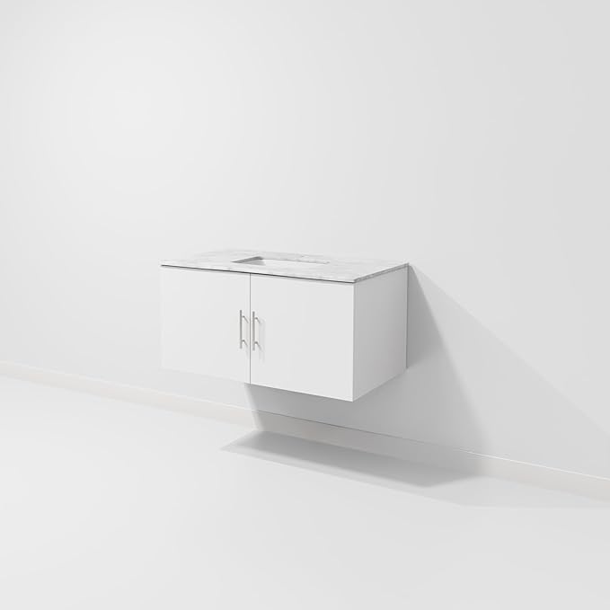 Sonoma 36" W x 22" D Glossy White Bath Vanity & Carrara Marble Top