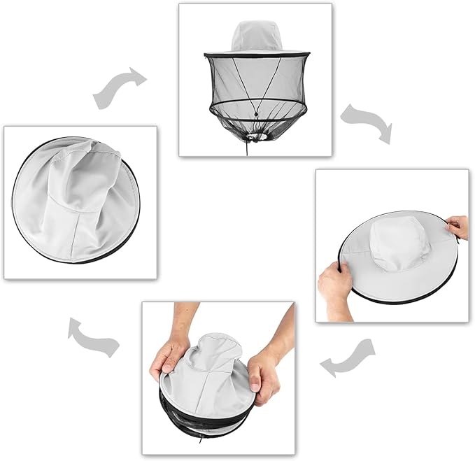 Head Net with Removable Mesh Hidden Netting, Design for Outdoor Fishing Gardening