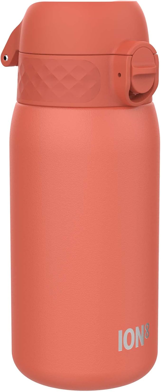 Ion8 Kids Water Bottle, Steel 400 ml/13 oz, Leak Proof, Easy to Open, Secure Lock, Dishwasher Safe, Hygienic Flip Cover, Carry Handle, Easy Clean, Durable, Scratch Resistant, Carbon Neutral, Dark Red