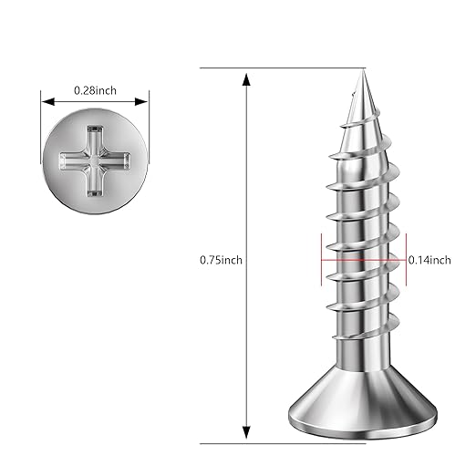 (600Pcs) #6x3/4 Wood Screw Quick Metal Self Tapping Flat Head 304 Stainless Steel