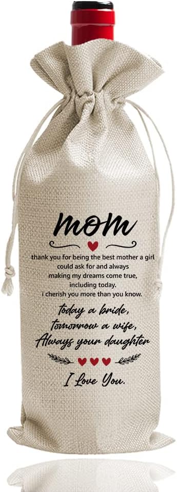 Gifts for Mother of The Groom from Bride, Wedding Gifts, Thank You Gift for New Mom, Mother Wine Bag, Mother in Law Unique Birthday Gift, Thank You for Being The Best Mom a Girl Could Ask for (DL106)