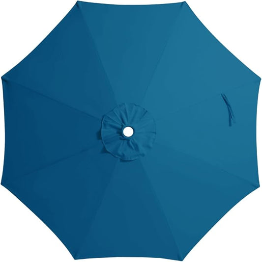 JEAREY 9 ft Patio Umbrella Replacement Canopy for 8 Ribs, Table Market Yard Umbrella Replacement Top Cover-Lake Blue (Canopy Only)
