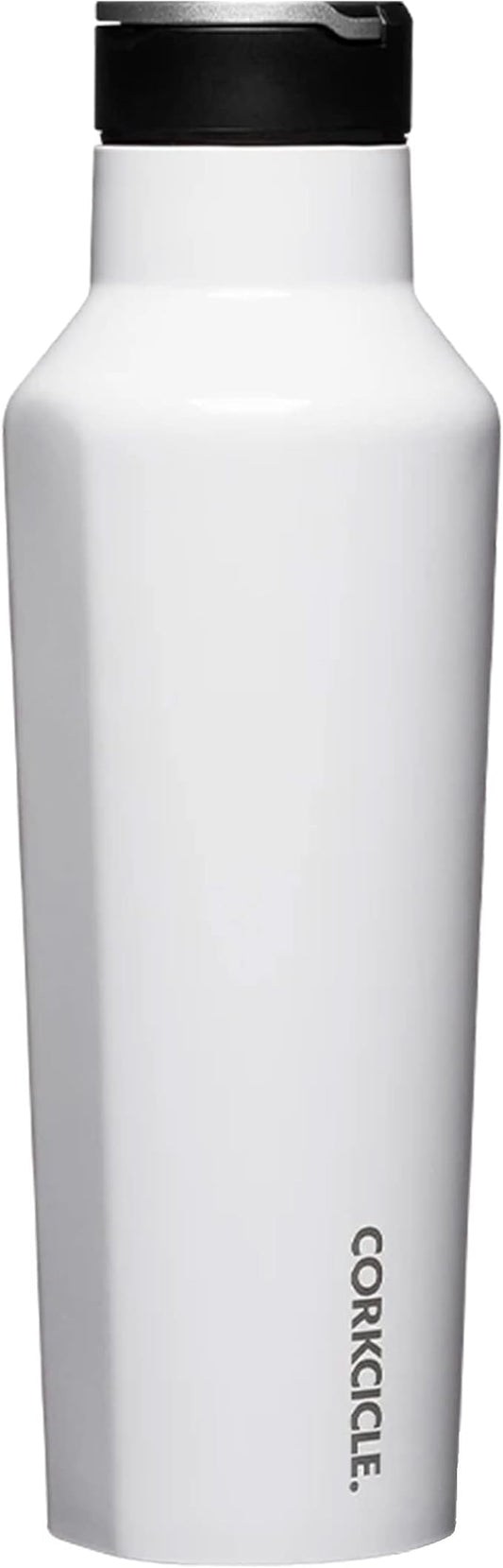 Corkcicle Sport Canteen Insulated Tumbler, Gloss White, 20 oz – Reusable Water Bottle Keeps Beverages Cold for 25 Hours & Hot 12 Hours – Cupholder Friendly Tumbler with Screw-On Cap