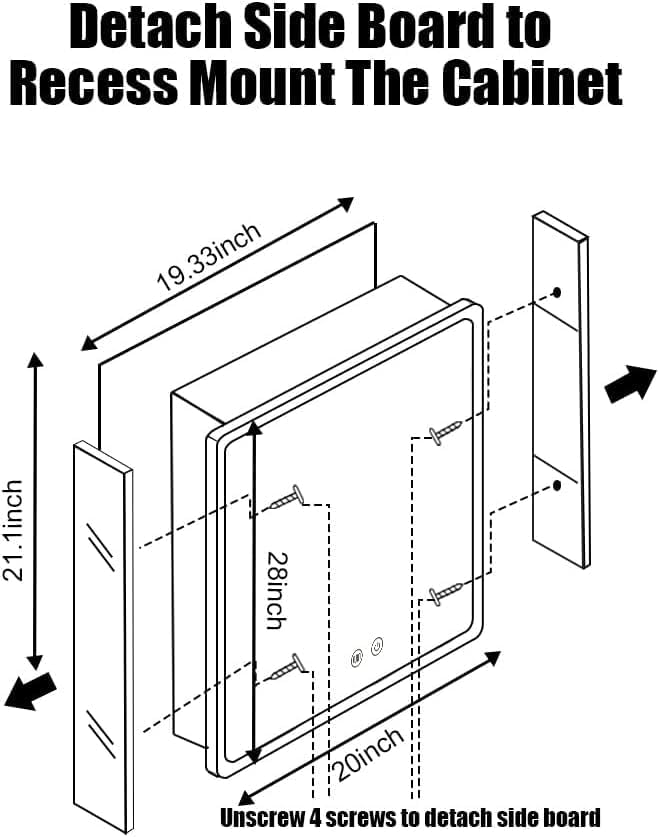 20×28inch Medicine Cabinet,Mirror Cabinet with Beveled Mirror,Solf Close Hinge,Brushed Metal Framed,Detachable Side Plate for Recess Mount or Surface Mount,Silver