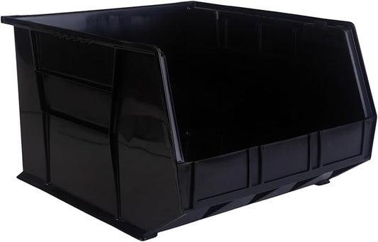 Hudson Exchange 18" x 16.5" x 11" Plastic Stackable Storage Bin and Hanging Container, Black