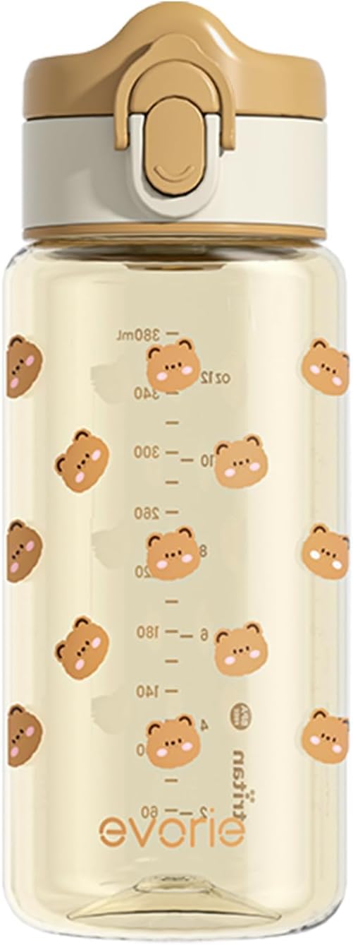 Evorie Tritan Kids Water Bottle for School No Straw 13oz BPA Free Plastic Sports Bottle Reusable Lightweight Leak Proof Travel Drinks Bottle Spout Drinking Cup Running Flip Top
