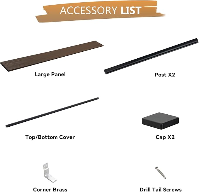 6 Feet×6 Feet Privacy Fence, Outdoor Wood Plastic Composite Fence Panel, Waterproof Security Barriers Fencing (Brown with Two 7.6FT Posts)