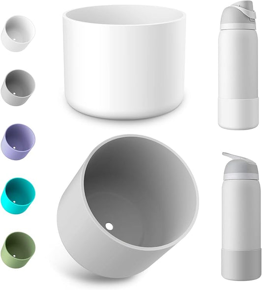 2PCS Silicone Water Bottle Boot for Owala 24oz 32oz 40oz, Protective Bottom Bumper Anti-Slip Sleeve for FreeSip, Twist, and Flip Stainless Steel Bottles, Dishwasher Safe and BPA Free