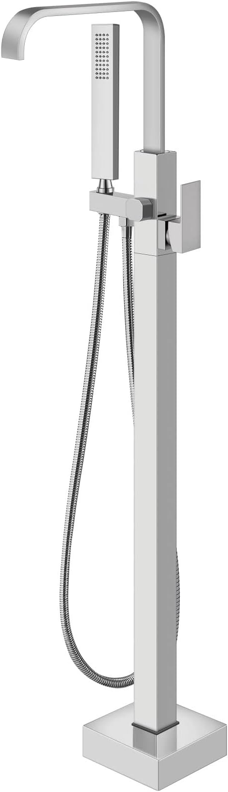 Aolemi Freestanding Bathtub Faucet Polish Chrome Floor Mount Tub Filler Brass Tap Single Handle with Hand Sprayer