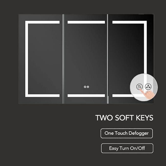 Blossom LED Mirror Medicine Cabinet with Lights, 48 Inch | LED Lighted Bathroom Medicine Cabinet | Recessed or Surface with Defogger, 3 Color Dimmer | Makeup Mirror