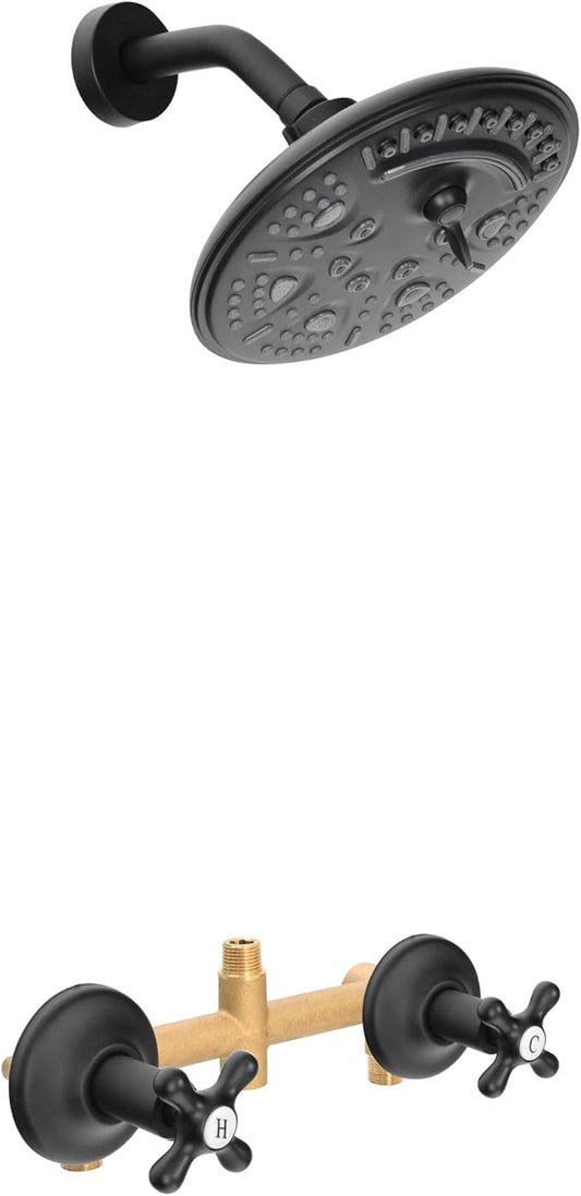 PHASAT 2 Handle Shower Faucet,Bathtub Faucet Set,Tub and Shower Trim Kit with Rough-in Valve,Matte Black,PU4H07