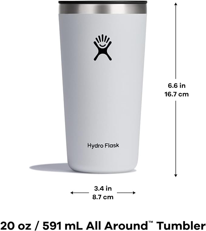 Hydro Flask All Around Stainless Steel Tumbler with Lid and Double-Wall Vacuum Insulation