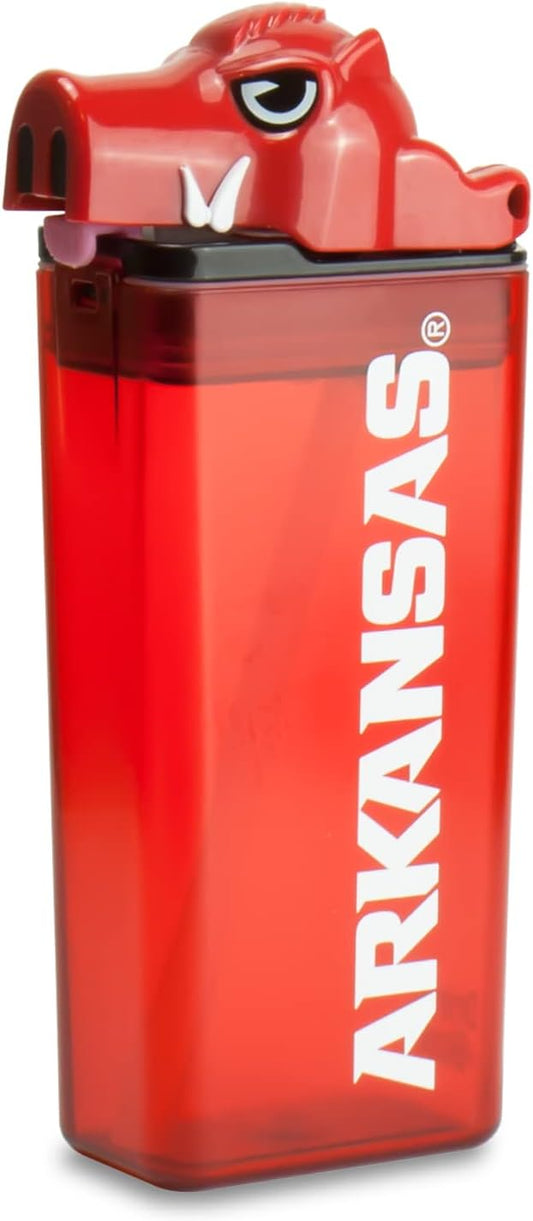 Reusable Water Bottle | Officially Licensed NCAA Sports Bottle | BPA Free | Dishwasher Safe | Big Red Mascot | 12 oz Drink in the Box - University of Arkansas