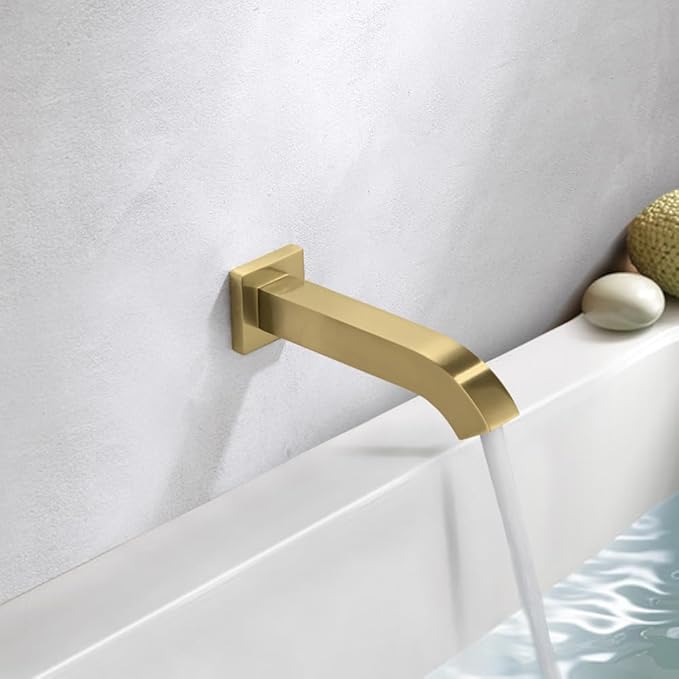 POP SANITARYWARE Brushed Gold Shower System Bathroom Shower Faucet Set with Tub Spout Wall Mounted 8 Inch Shower Head and Handle Set with Handheld 3 Function Tub and Shower Trim Kit with Valve