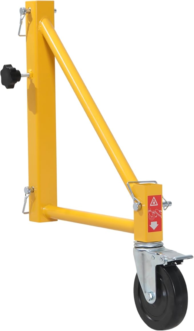 VEVOR 4-Pack Scaffold Outriggers, 1000 lbs Total Load Capacity Baker-Style Scaffolding Accessory with Swivel Casters, Carbon Steel Scaffold Wheel System with Rust Proof Galvanized Surface, Yellow
